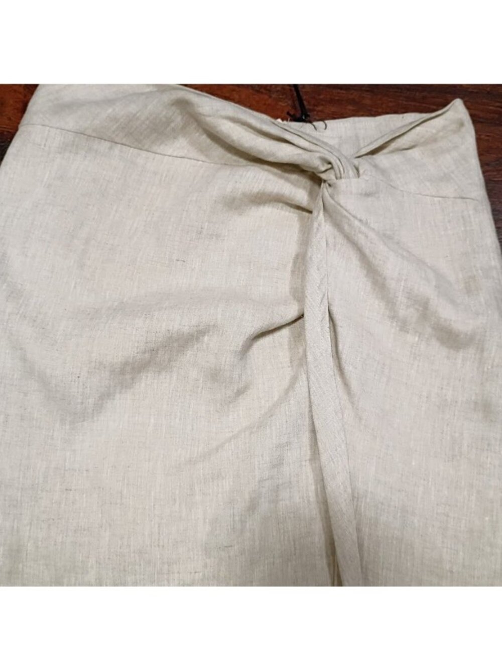 Lisa Maree Linen Tan Beige long Skirt Sz S Linen Blend Wrap Style NWT - Picture 10 of 15